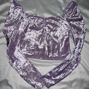 Elegant Velvet Off-Shoulder Purple Crop Top